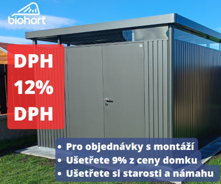 Využijte sníženou sazbu DPH 12% na zahradní domky Biohort!