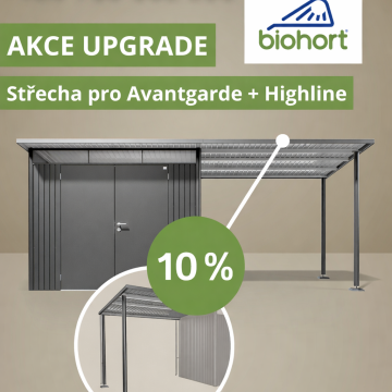 Upgrade deal pro zahradní domky Biohort: postranní střecha se slevou 10 % do 14. 4.