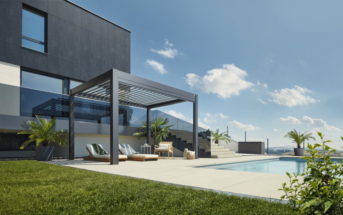 Biohort hliníková Pergola 3,5x3,5 , tmavě šedá metalíza / stříbrná metalíza