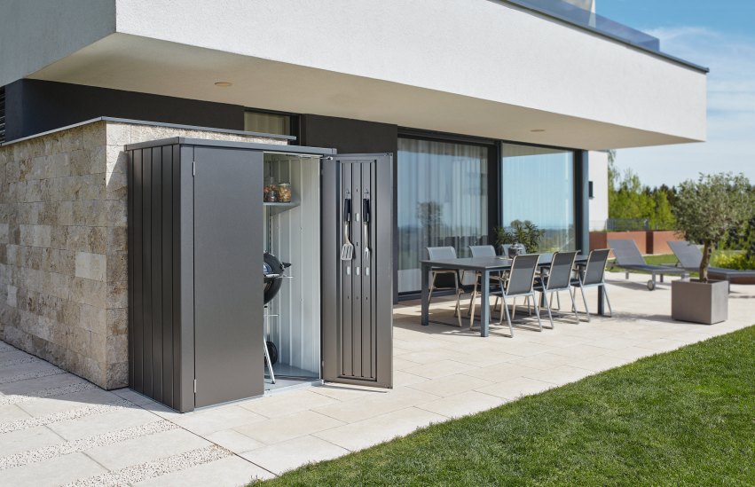 Biohort Skříňka na terasu Romeo L HIGHT , tmavě šedá metalíza 