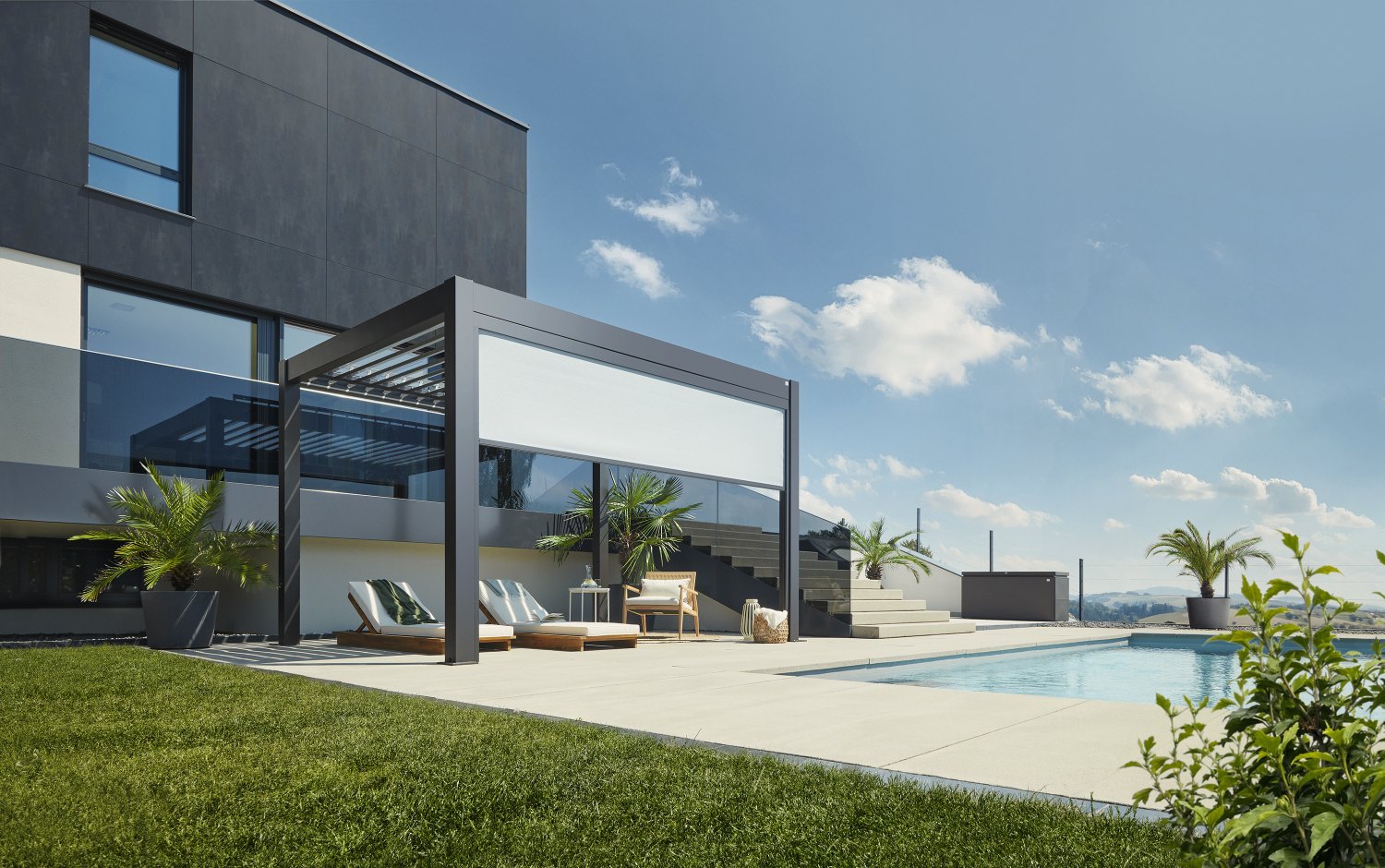Biohort Hliníková Pergola 3,5x3,5 , šedý křemen metalíza / Bílá