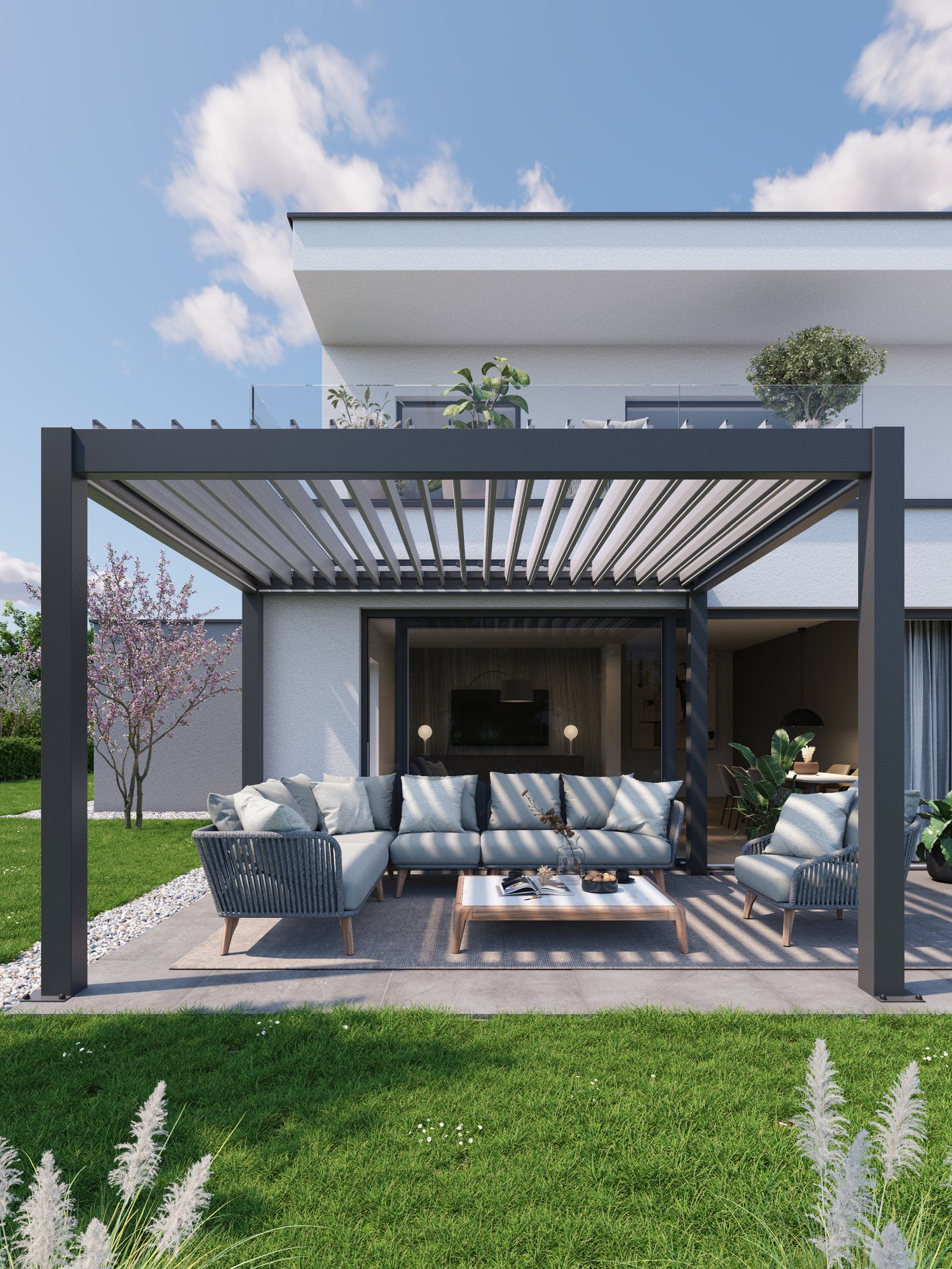 Biohort Hliníková Pergola 5x3,5, Bílá / Stříbrná metalíza