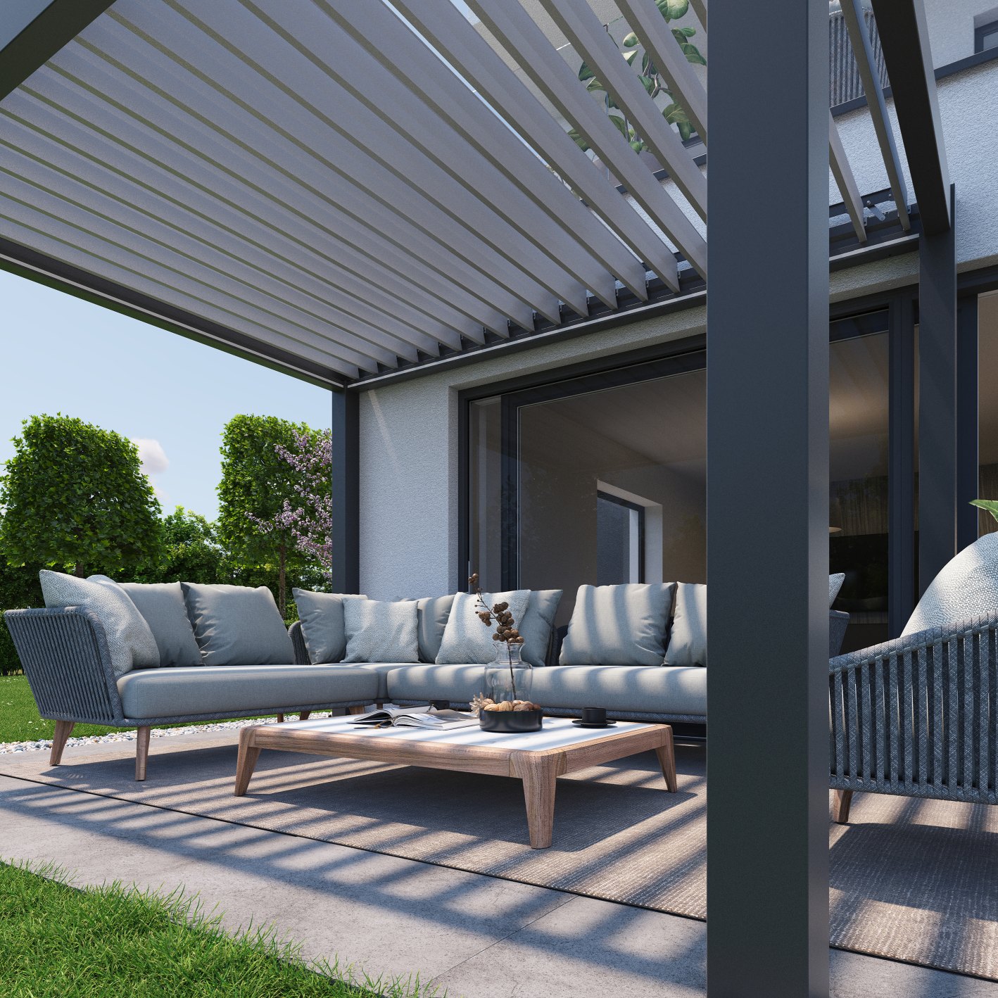 Biohort Hliníková Pergola 5x3,5, Bílá / Stříbrná metalíza