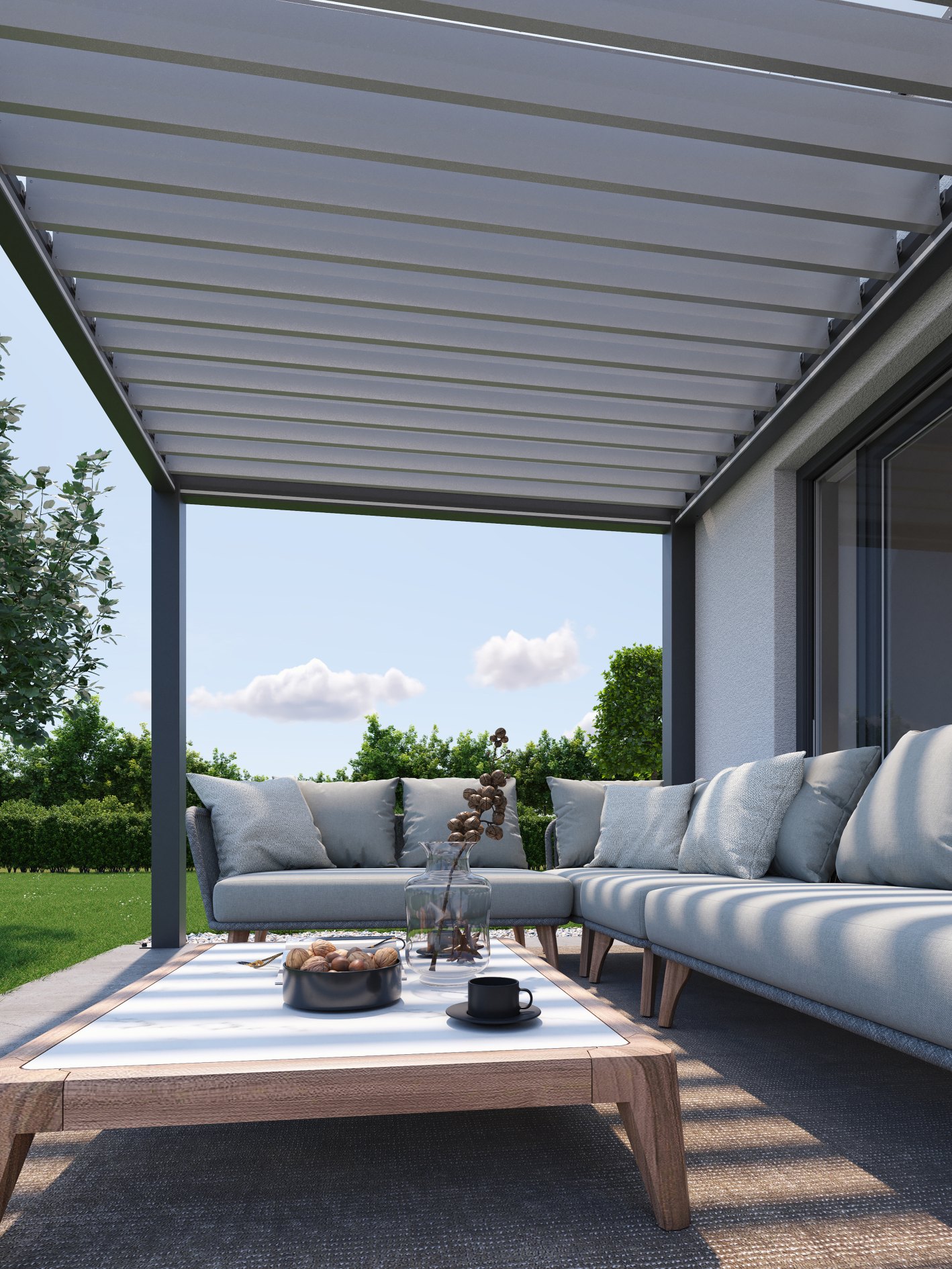 Biohort Hliníková Pergola 5x3,5, Bílá / Stříbrná metalíza