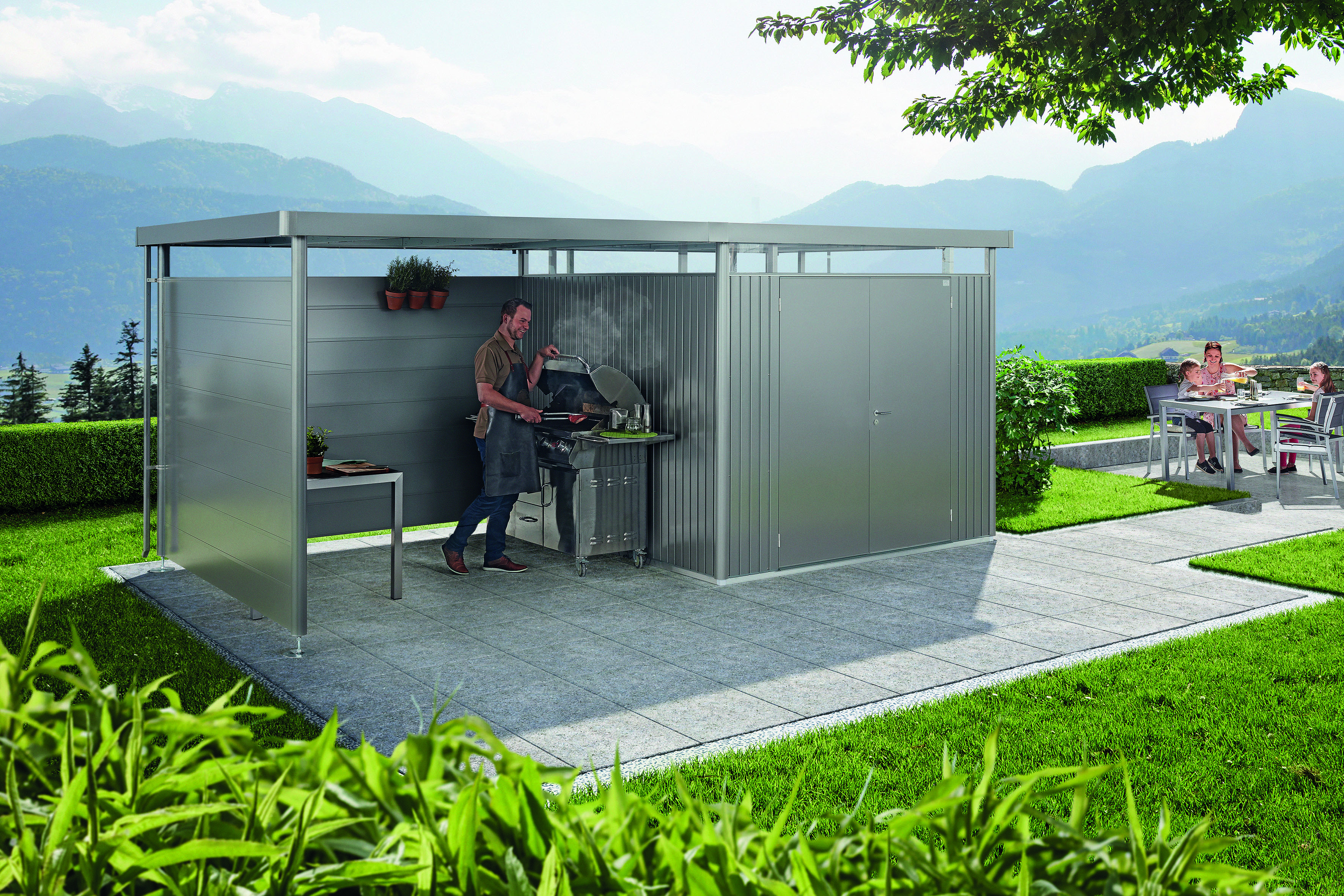 Biohort Postranní střecha L pro HighLine H3, šedý křemen metalíza